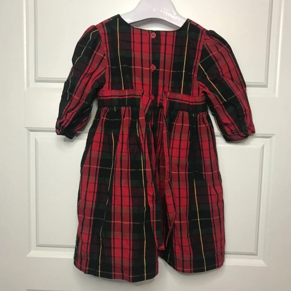 OshKosh B'gosh Plaid Holiday Dress Baby Girls‎ 24 Months Fully Lined Christmas